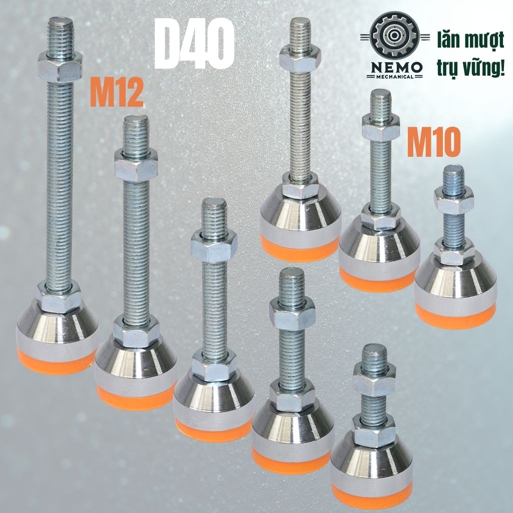 Chân Tăng Chỉnh Chịu Tải Nặng – Bát Thép Mạ Crom, Chịu Lực 1.5 Tấn (M10, M12)